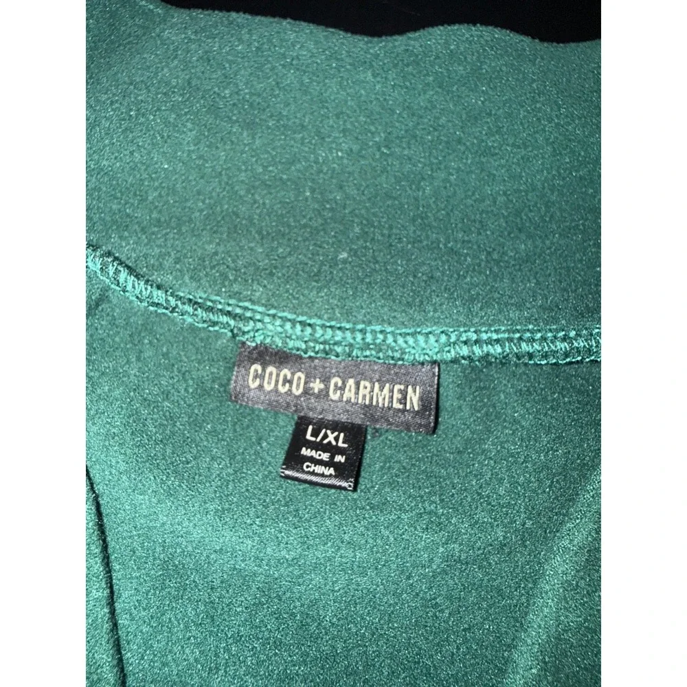 Coco + Carmen Womens Forest Green Quarter Zip‎ Fleece Pullover Sweatshirt L/XL